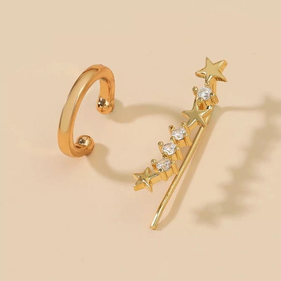 ⚜️[𝟯𝟬%𝗢𝗙𝗙|𝗯𝘂𝗻𝗱𝗹𝗲𝘀 𝟯+]⚜️18K CZ Climber Cuff Earrings NEW - Picture 2 of 5